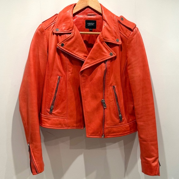 Lamarque Womens Leather Jacket Donna in grenadine, size M - Picture 1 of 16